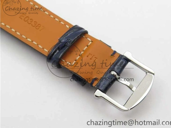 MIROTIME 0429 Portofino 37mm SS V7F 1:1 Best Edition Blue Dial Diamonds Bezel on Blue Leather Strap A Chic 7093